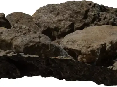 Rocky Riverbed Ground Patch Low-poly 3D model