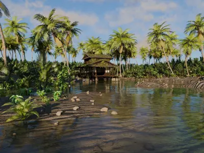Tropical Cabin Scene 3D model