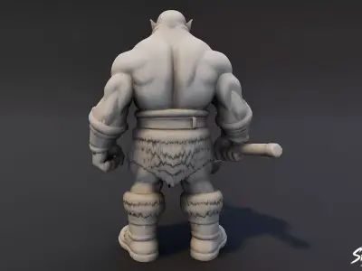 Ogre Warrior Front Guard Statue Low-poly 3D model