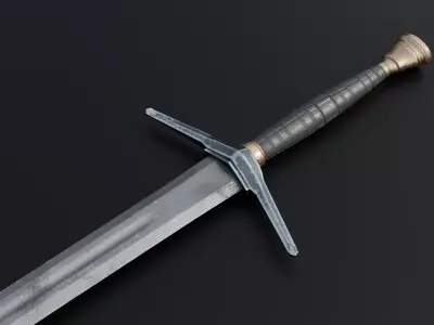 Realistic Medieval Sword Low-poly 3D model