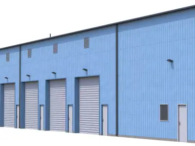 Blue Industrial Building 36 PBR Low-poly 3D model