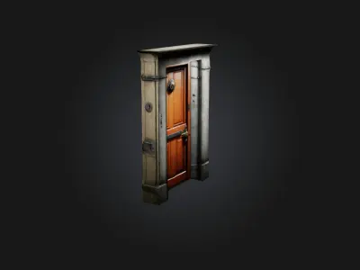 Realistic Locked Door Model Low-poly 3D model