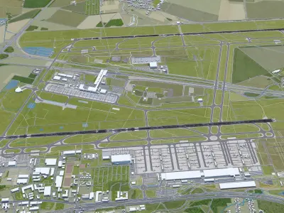 Leipzig  Halle Airport 15km Low-poly 3D model