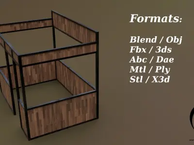 Stall stand 10 4in1 R - 4 PBR Texture 1 Model Low-poly 3D model