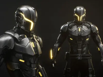 Cyber Ninja Low-poly 3D model purchase