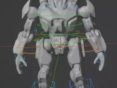 Sci Fi Combat Robot Fully Rigged and 9 Pro Animations Game Ready Low-poly 3D model