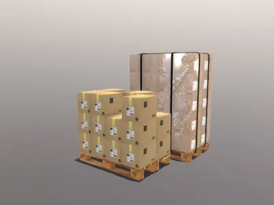 Pallet whit boxes 3D model