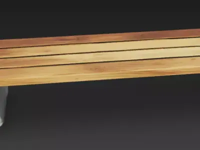 Modern Stone And Wood Park Bench 3D Model Low-poly 3D model