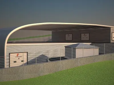 WAREHOUSE 3 power station with fence 3D model