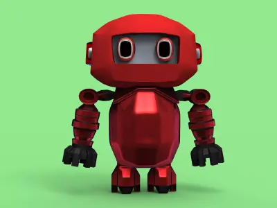 Cute red robot 3D print model
