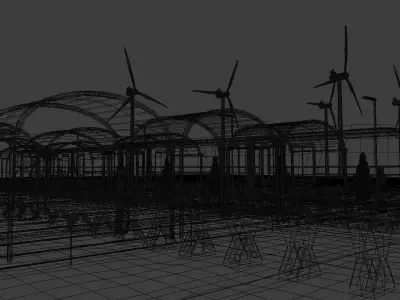 Sci Fi Train Station Low-poly 3D model