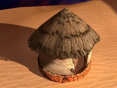 old african house Low-poly 3D model