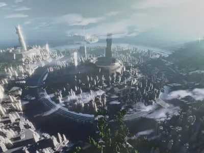 blender futuristic mega city rendered with eevee 3D model