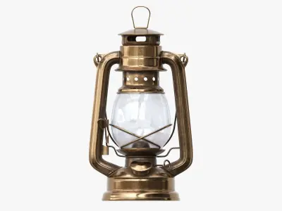 Old kerosene metal  lamp 01 3D model