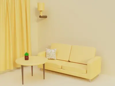 3D low poly interior modeling  Free 3D model