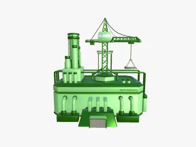 SciFi Factory A06 Green - Sci Fi Exterior Design Low-poly 3D model
