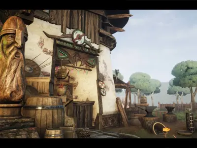 Stylized Viking Hut Low-poly 3D model