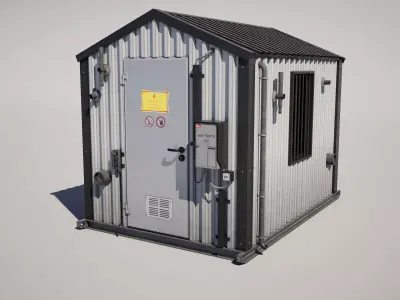  Small Industrial Cabin Building Low-poly 3D model