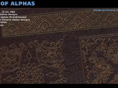 Pack of 340 Alphas Chinese Egypt Greek Old Norse Texture