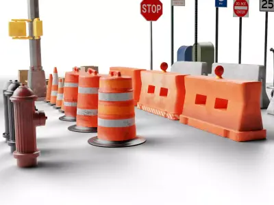 City Street Props Pack Low-poly 3D model