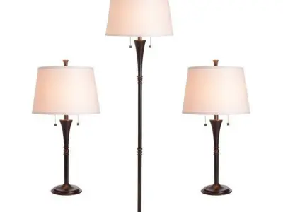 Herrin 3 Piece Floor and Table Light Lamp Set 3D model