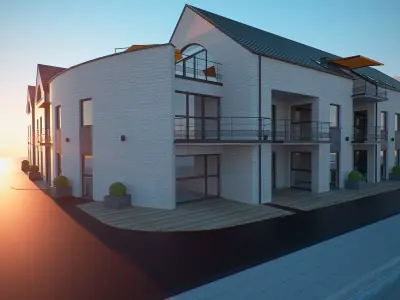 Residential corner building 3D model