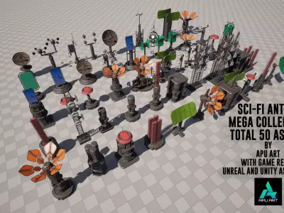 Sci-Fi Antenna Mega Collection Pack Low-poly 3D model