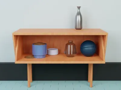 Modern Table Lamp on an Item Desk 3D Model Interior Design Low-poly 3D model