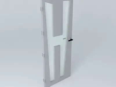 Letter H 3D door very detail with glass lock and hinger Free 3D model
