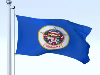 Animated Minnesota Flag Low-poly 3D model