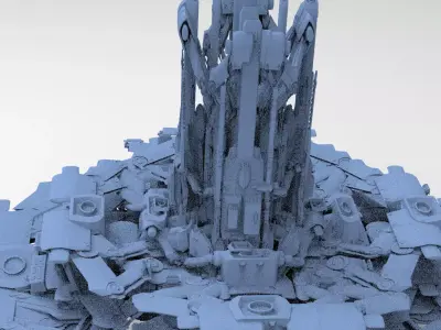 Advanced Ancient Civilization Ship architecture Tower platform 3D model