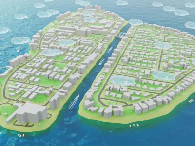 Miami - Bay Harbor Islands - Real Copy Low-poly 3D model