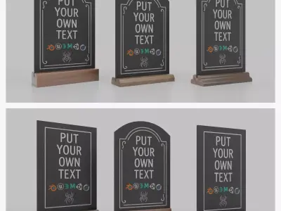 Counter Top Chalkboard Signs - Curved and Arched Bundle 3D Model Pack