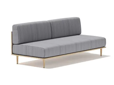 Grey Sofa with Wooden Frame 3D model