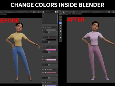 Cartoon Black Woman Rigged with 28 Custom Poses 3D model