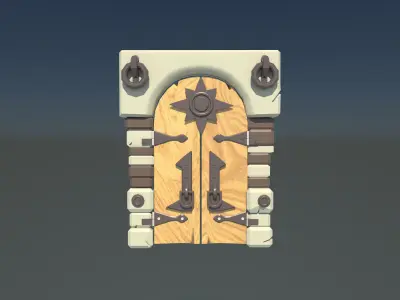  wooden door Low-poly 3D model
