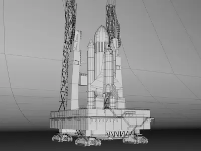 Nasa Crawler Mobile Launch Platform and Space Shuttle Rocket 3D model