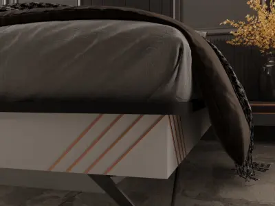 Bedroom interior scene 3D model Low-poly 3D model