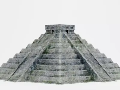 Mayan Pyramid V2 - Weathered Ancient Temple Architecture 3D model