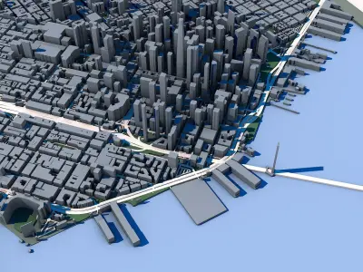 San Francisco Cityscape Golden Gate Bridge Bay Area Skyline  3D model