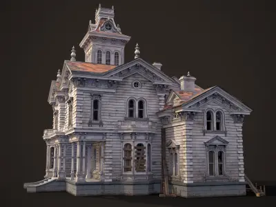 Old Abandoned American House Low-poly 3D model