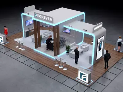 1-Modern Exhibition Booth 13x8m - 3ds Max - Corona Renderer Low-poly 3D model