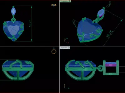 Heart Pendant Designs with Stones 3D Printable file 3D print model