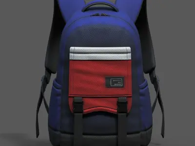 Backpack bag baggage pockets product  Low-poly 3D model