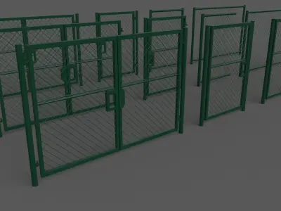 PBR Chain Link Fence For Court E Low-poly 3D model