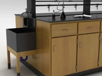 Laboratory Table 01 Low-poly 3D model