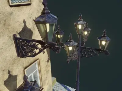 Victorian street lamps set 3D model