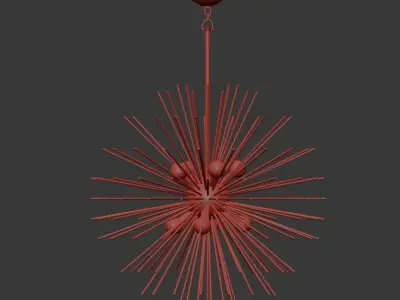 Bubble brass and starburst chandelier 3D model
