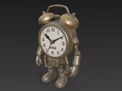 Sci-Fi Alarm Clock Robot PBR 3D Model 3D model