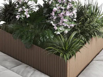 Modern Triangular Planter Bench - Outdoor Seating 3D model